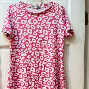 Pink and White Geometric Dress